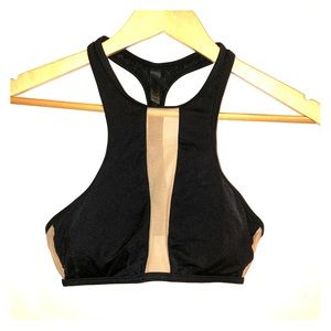 Victoria’s Secret nude mesh and black swim top